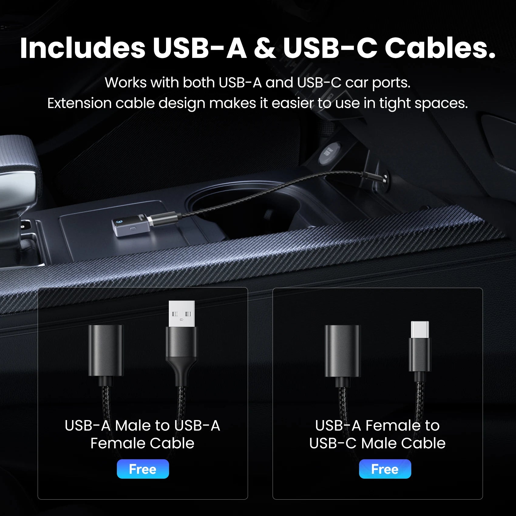 Vention 2in1 Wireless CarPlay Adapter Android Auto For OEM Car Plug and Play AI Smart Box WiFi Bluetooth Auto Connection
