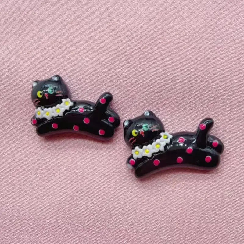 10pcs cartoon DIY resin accessories accessories, cat cream rubber hair clip, phone case, shoe buckle, keychain pendant