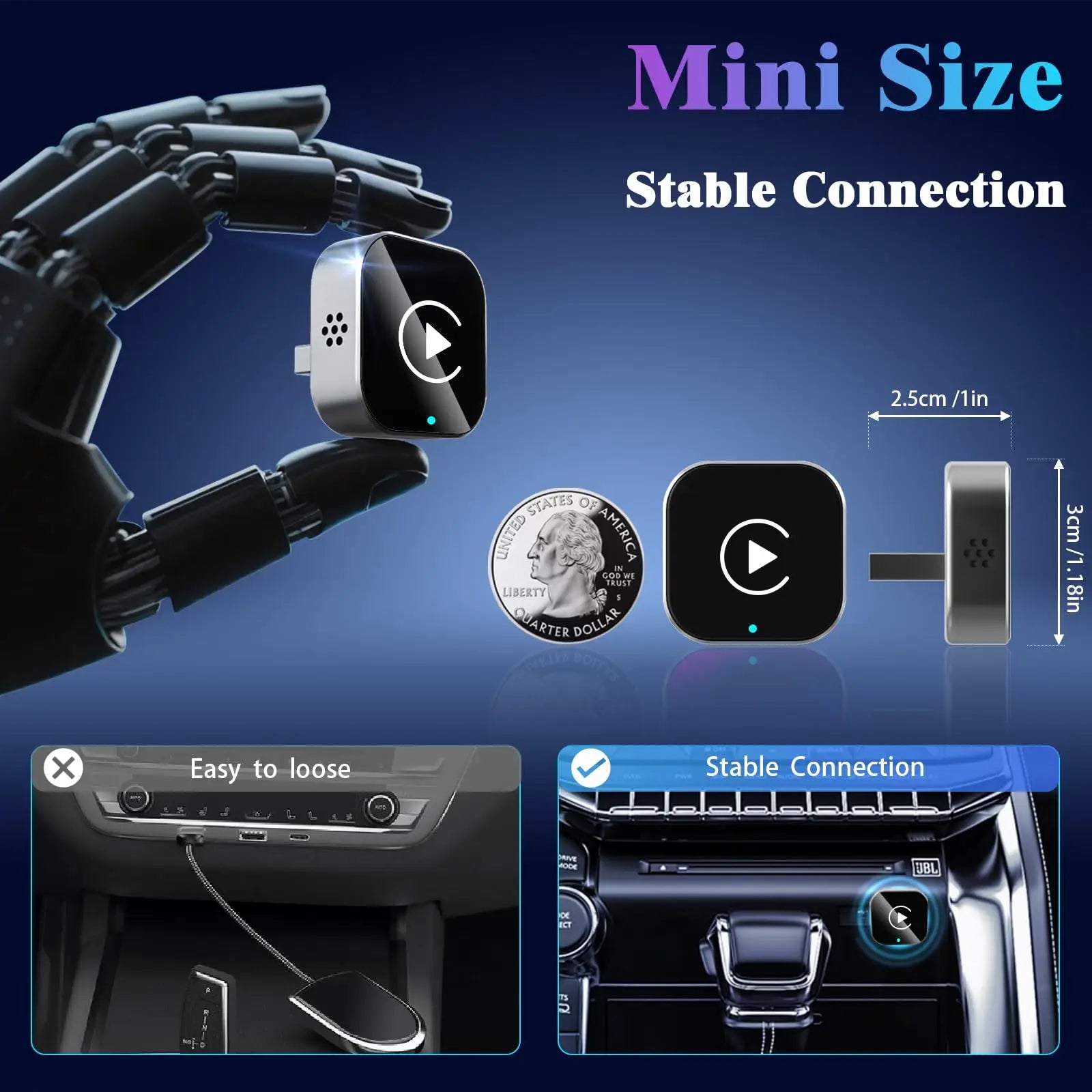in 1 Wireless CarPlay Android Auto Adapter USB A Type-C Dual Dongle Convert Factory Wired Car Play to Wireless Plug and Play Ca