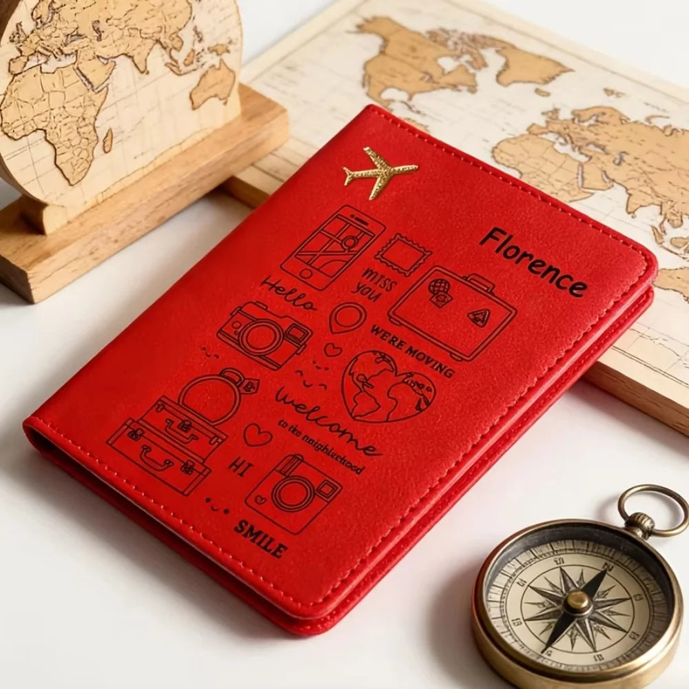 Customized Name Open Style Cartoon Passport Holder, Multi-Color Travel Storage Case for Passport & Visa, Practical Travel Gift