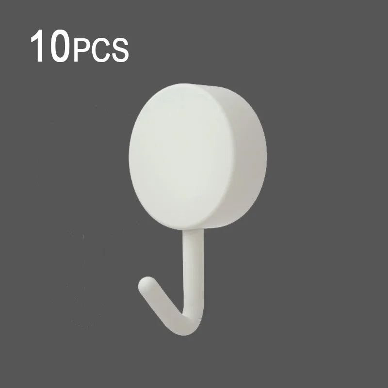 10Pcs Self Adhesive Wall Hook Strong Without Drilling Coat Bag Bathroom Door Kitchen Towel Hanger Hooks Home Storage Accessories