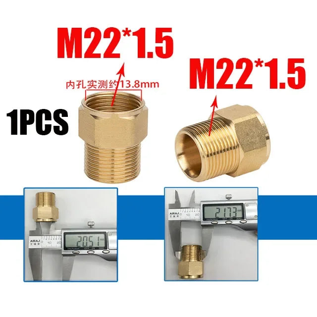 Reducing Brass Fitting 3/8" 1/2" M14 M18 M22 Thread Connector Male Female Adaptor Pressure Washer Gun Hose Connector