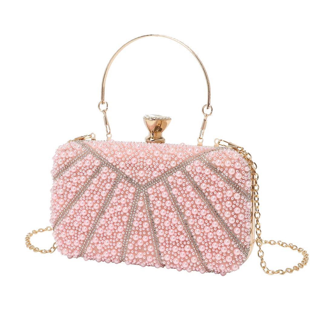 Ladies Dinner Bag Shiny Pearl Diamond Banquet Clutch Delicate Chain Bag Pochette Soirée Femme Mariage Carteras Diseñador De Lujo