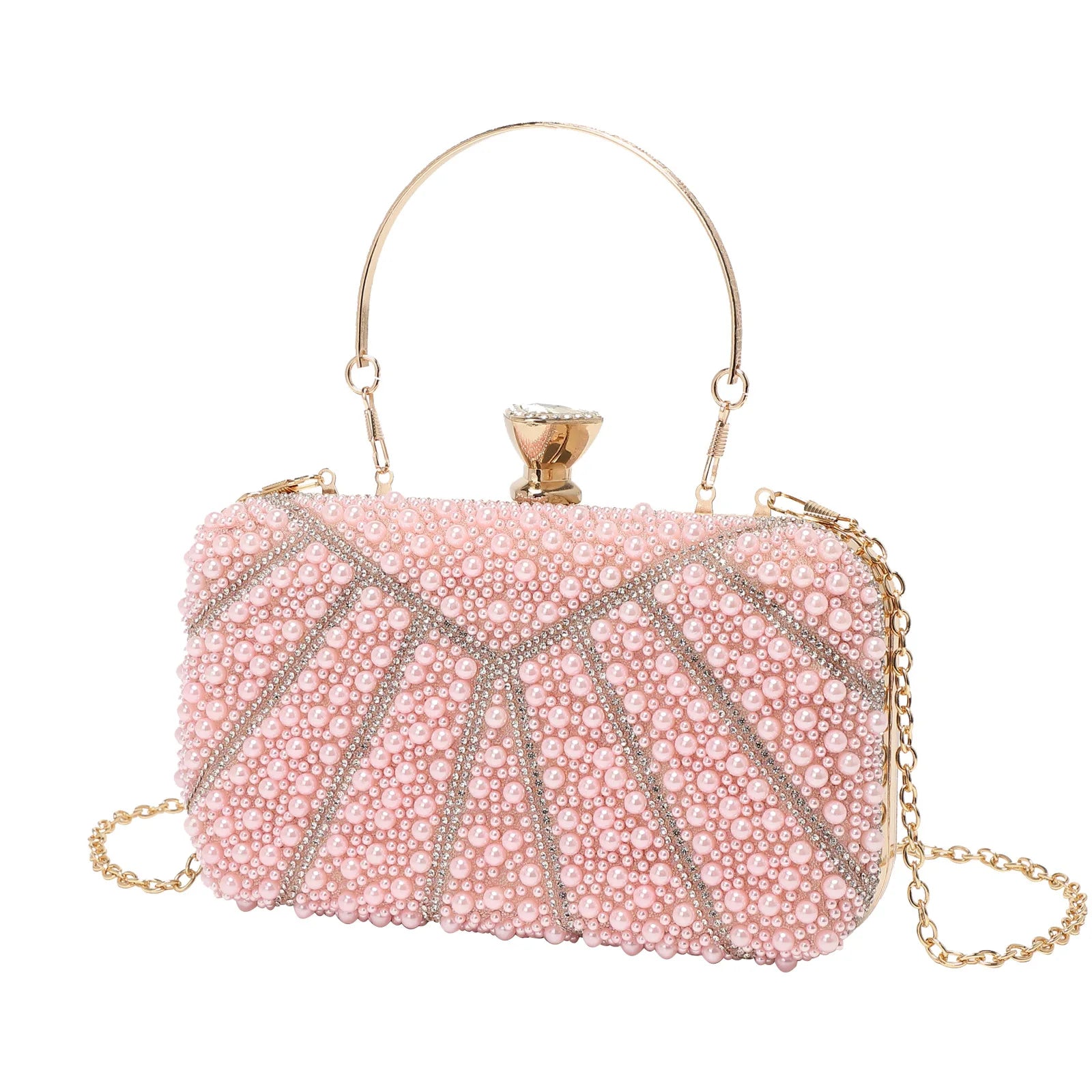 Ladies Dinner Bag Shiny Pearl Diamond Banquet Clutch Delicate Chain Bag Pochette Soirée Femme Mariage Carteras Diseñador De Lujo