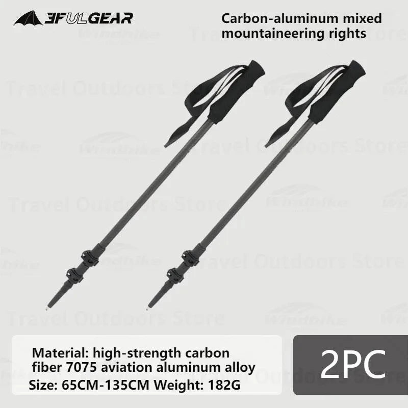 3F UL GEAR Ultralight Hiking 135cm Carbon Fiber/Aluminum Stick Walking Stick Length Adjustable Hiking Accessories - C1T1