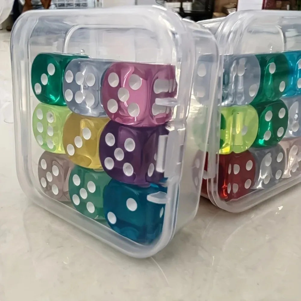 Boxed 9 pieces, 14mm in size, transparent boxed dice, throwing dice, sieve for dice