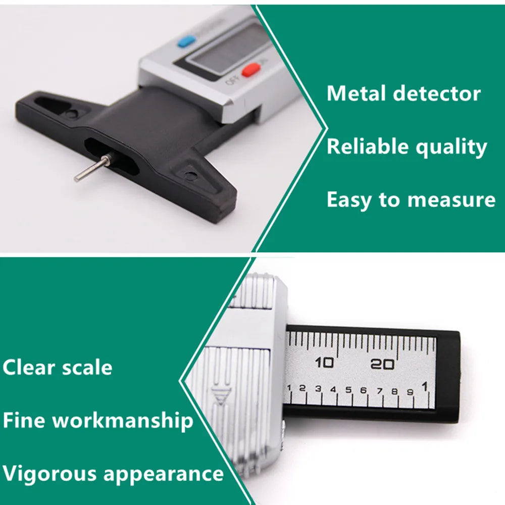 Digital Depth Gauge Caliper Tread Depth Gauge LCD Tire Tread Gauge For Car Tire 0-25mm Measurer Tool Caliper Repair Depth Tools