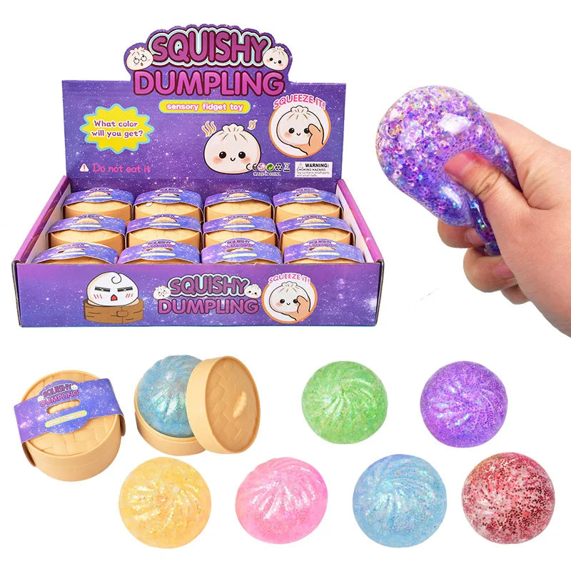 Hot 2026 Decompression toy glitter colored bun shaped venting ball, dumping bun squeezing decompression ball