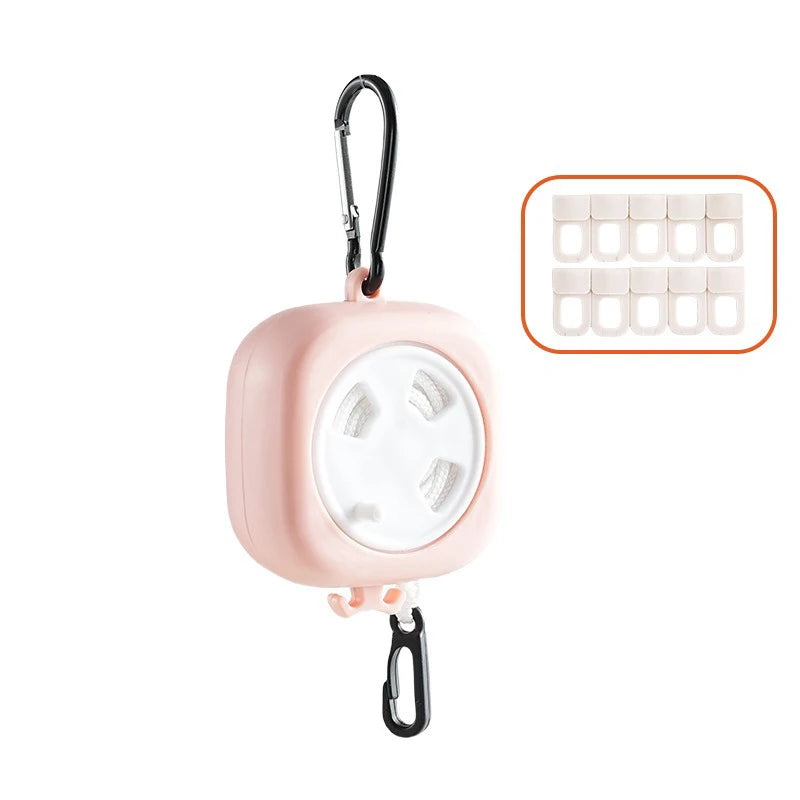 32ft Retractable Portable Clothesline with 10 Buckles, Multifunctional Clothes Line for Travel Camping Outdoor Use