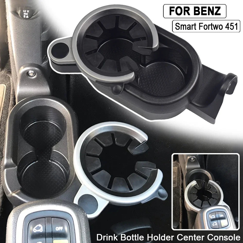 Upgraded Car Drinks Holder Cup Mount Center Console Double Cup Holder For Mercedes Benz Smart Fortwo 451 2007-2014 A4518100370