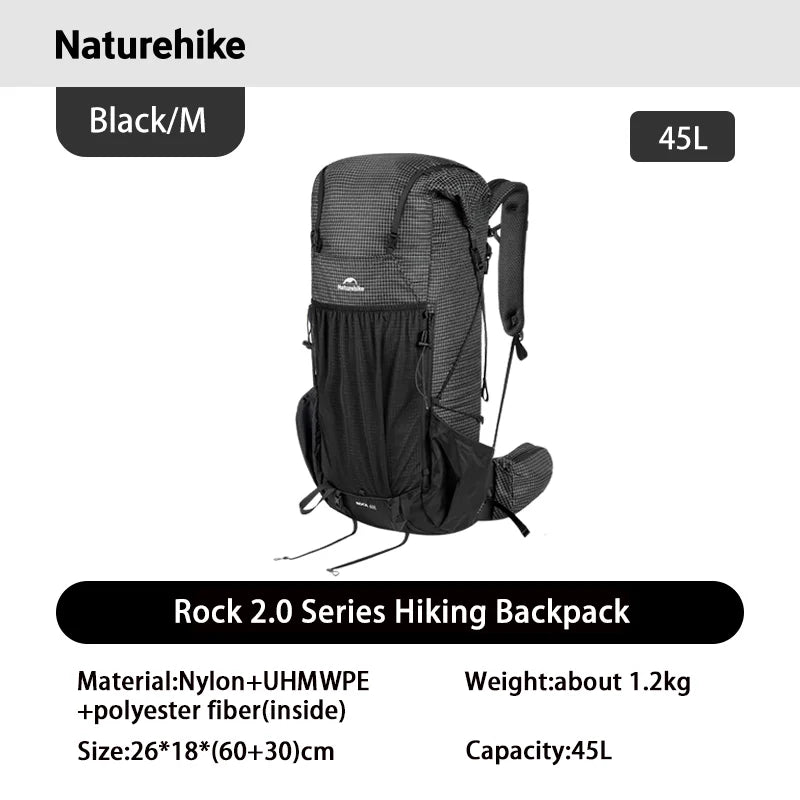 Naturehike Rock 2.0 Aluminium Frame Hiking Bag 30L 45L 60L Large Capacity Waterprof Mochila Trekking Backpack CNK2550XB018