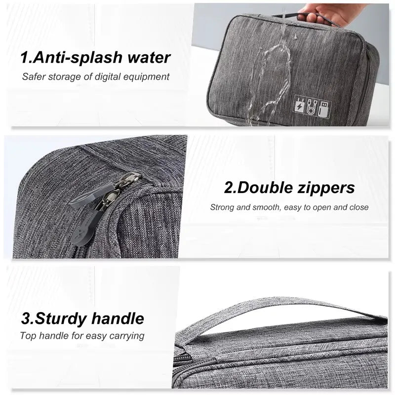 Electronics Organizer Bag Waterproof Carrying Pouch Travel Bag Universal Cable Organizer Electronics Storage Bag Accessories