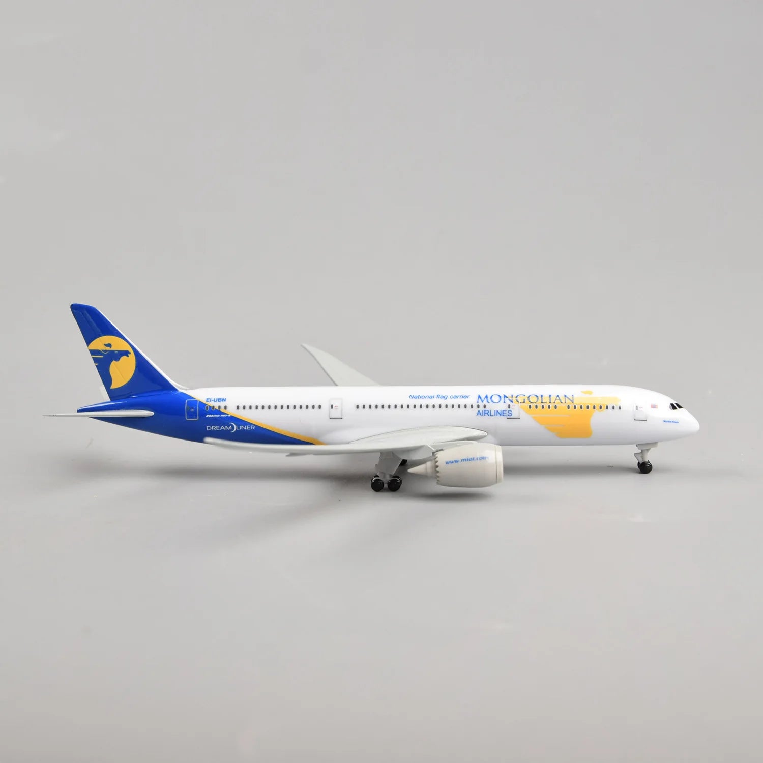 20cm Mongolian B787 Diecast Metal Toy Airplane Model Kit with Landing Gear Wheels for Collections Display or Boys Gift