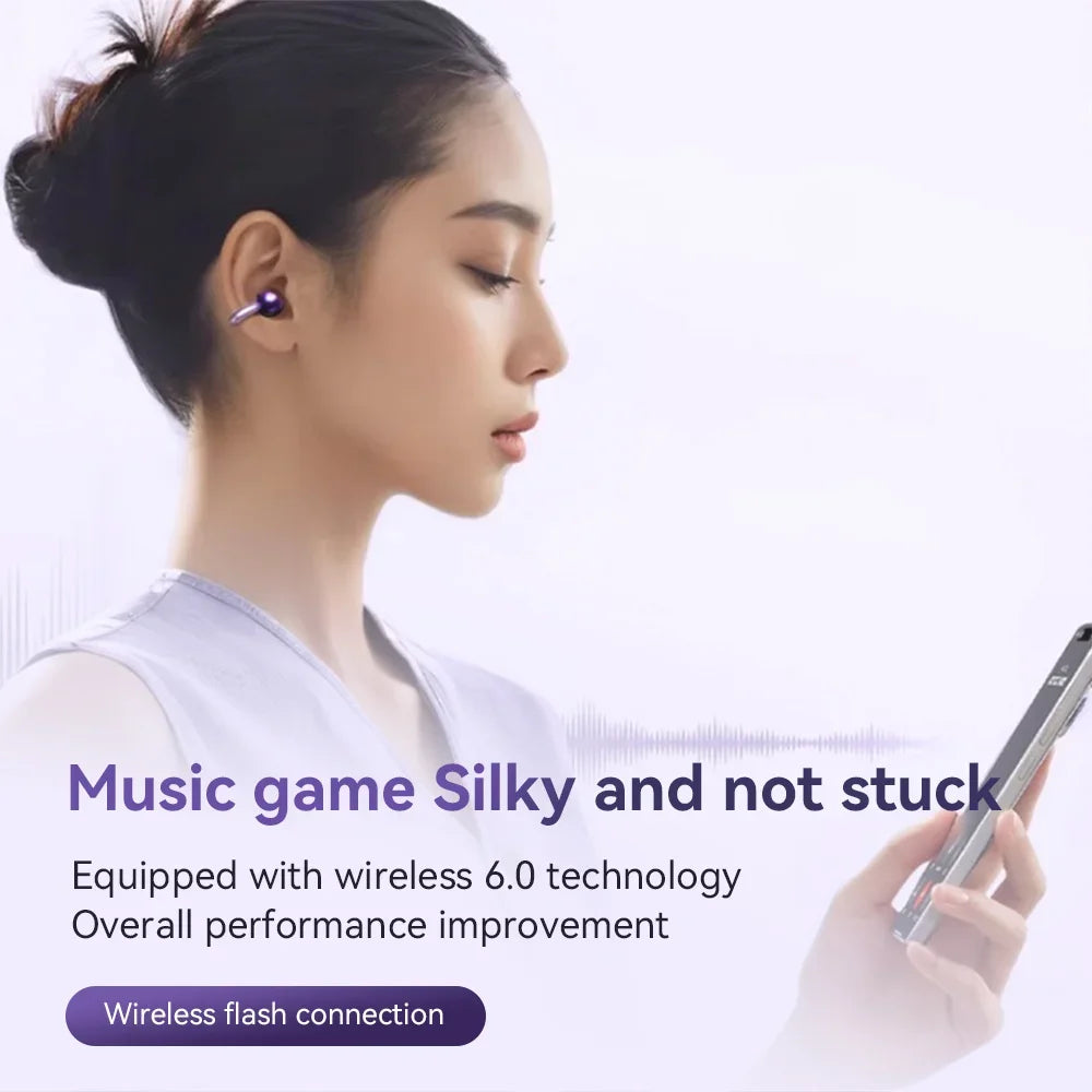 Fashion Plated Ear Clip Type True Wireless Bluetooth Headsets 0 Delayed Game HD Call Run Headphones Clip-On Earphones With Mic