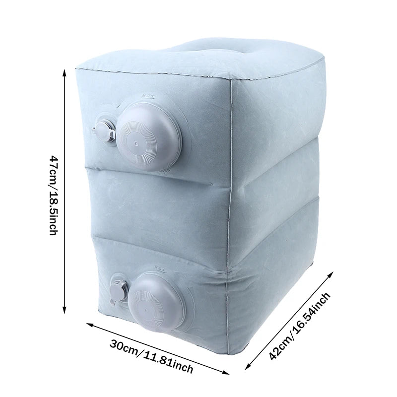 Inflatable Footrest Pillow PVC Flight Sleeping Footrest Rest Pillow 3 Layer Height Adjustable Car Bus Travel Foot Rest Pillow