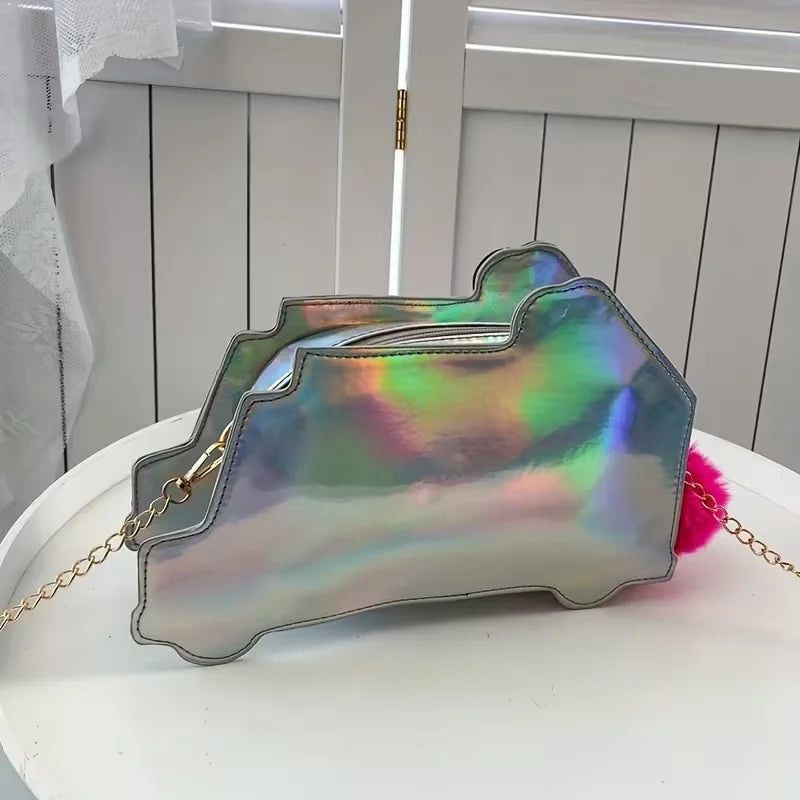 High-quality personalized PU leather quirky and colorful laser-etched crossbody bag with chain strap and shoulder bag