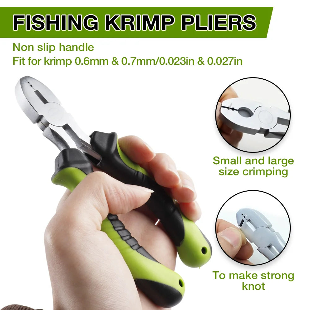 Multi-Functional Fishing Pliers, Fishing Line Crimping Pliers, Chod Hook Remover, Includes 30 0.6mm and 30 0.7mm Crimping Rings