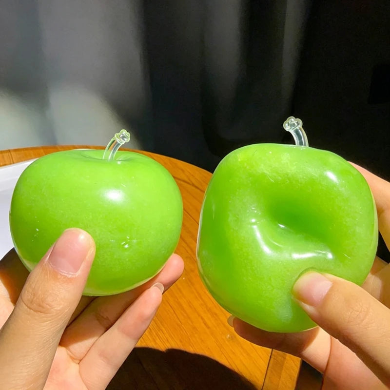 Green Apple Slushie Squishy Fidget Toy Crunchy Moldable Non-Bounce Medium Grip Strength Sensory Stress Reliever Slow Rising Gift