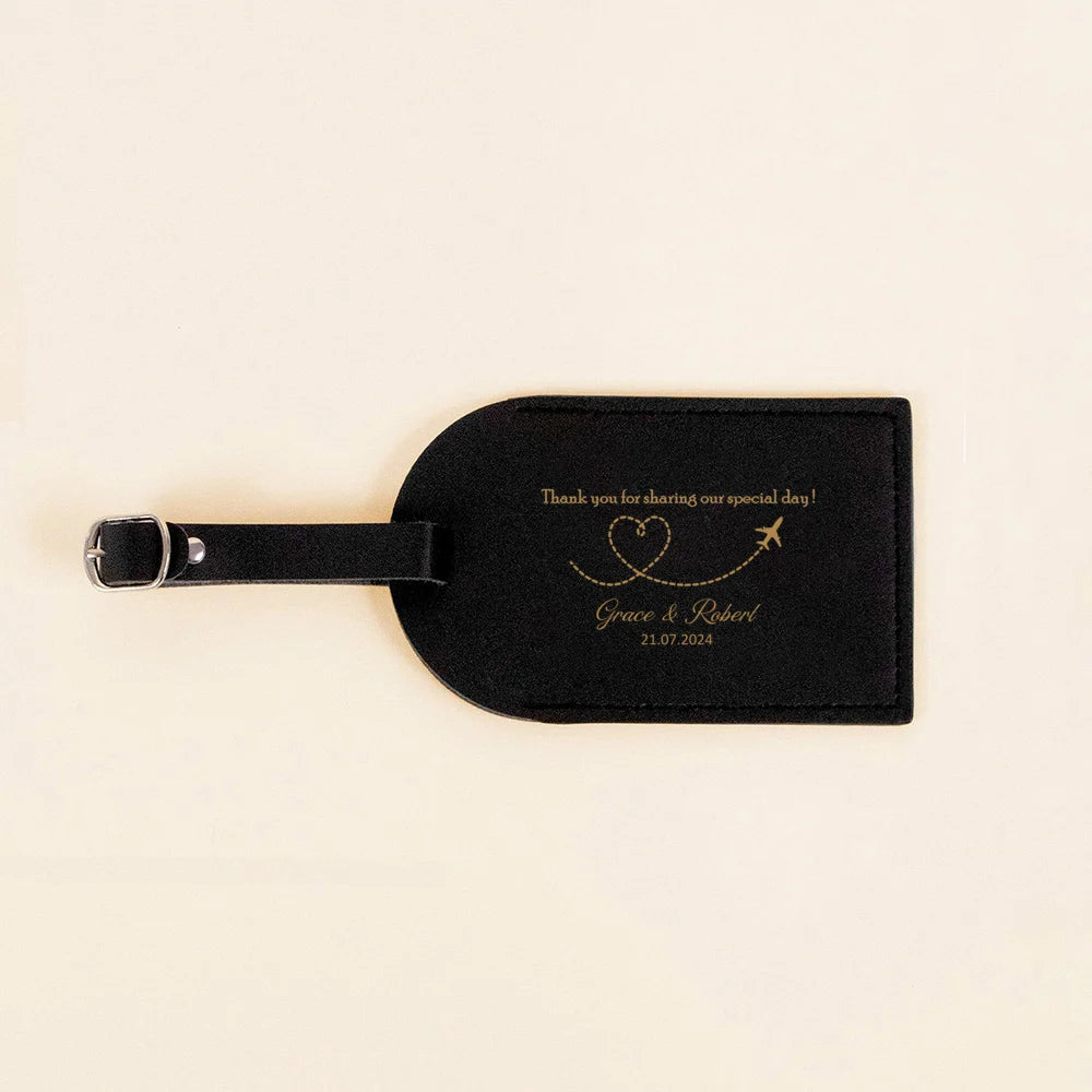 Personalized Leather Monogrammed Luggage Tag Couple Travel Baggage Label Tags Wedding Custom Best Friend Gift Bridal Shower Gift