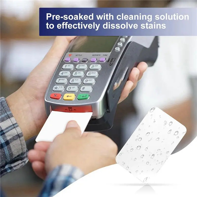 Top-CR80 Card Reader Cleaning Cards, 100PCS Dual Side Card Reader Cleaner, POS Swipe Terminal Cleaning Cards