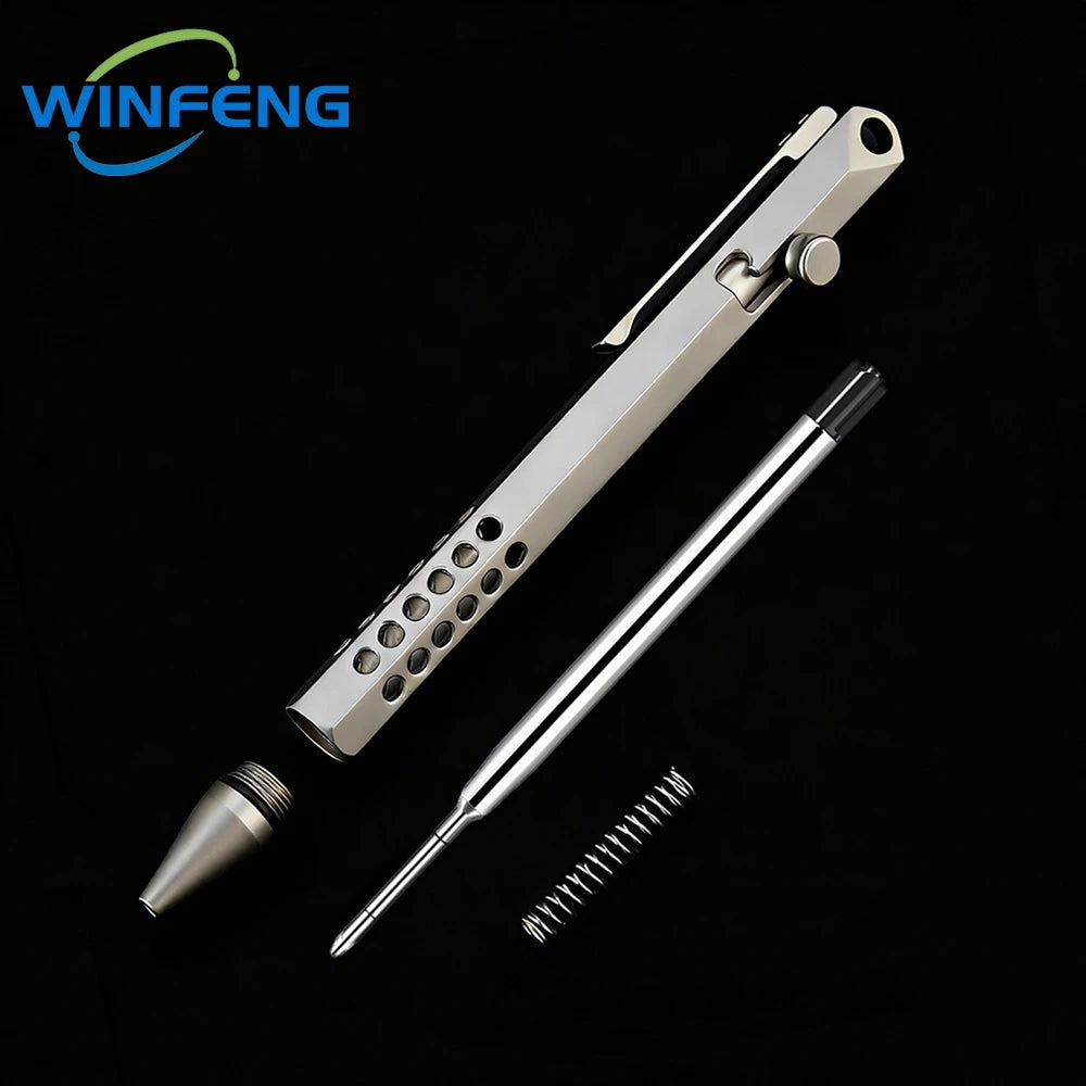 High Quality TC4 Titanium Tactical Pen Business Signature Pen Emergency Glass Breaker Security Protection Survival Supplies