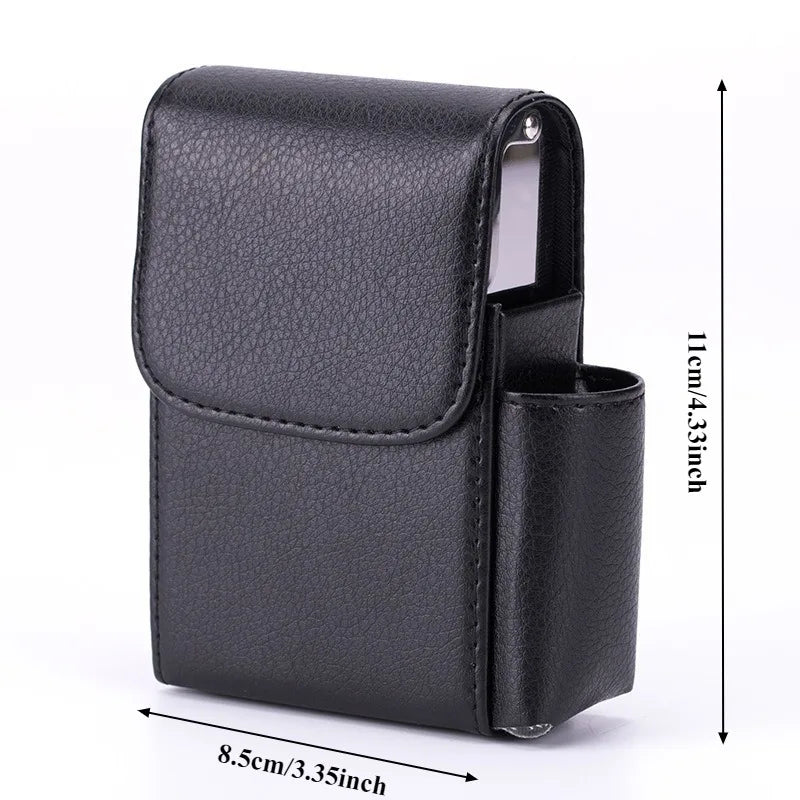 Pocket Leather Cigarette case Lighter bag box Storage Organizer Smoking Tools Accessories Waterproof cigar Man Birthday Gift