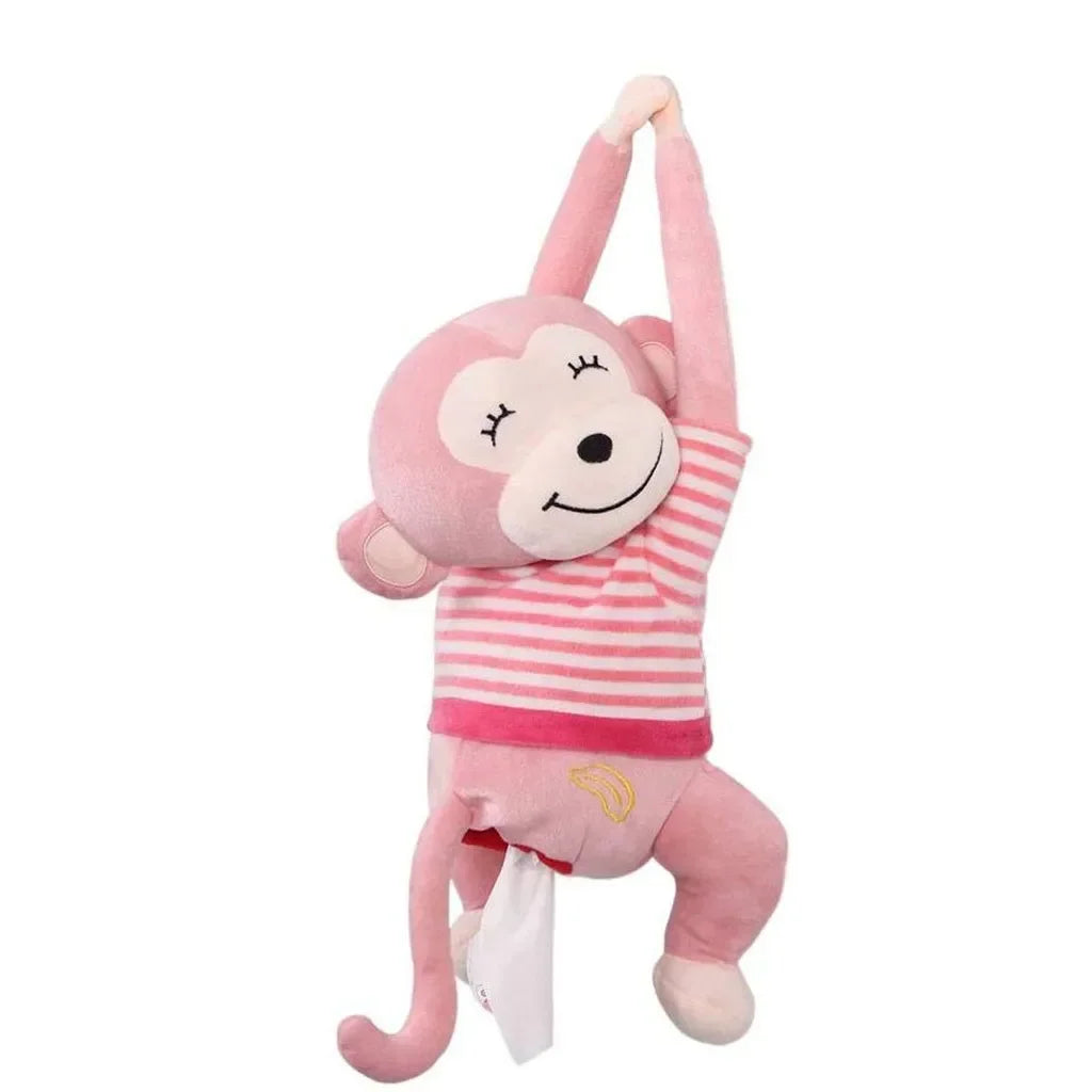 Leather Monkey Car Tissue Box Creative Armrest Box Cartoon Net Red Hanging Seat Rear Car Car Inside Draw Paper Box