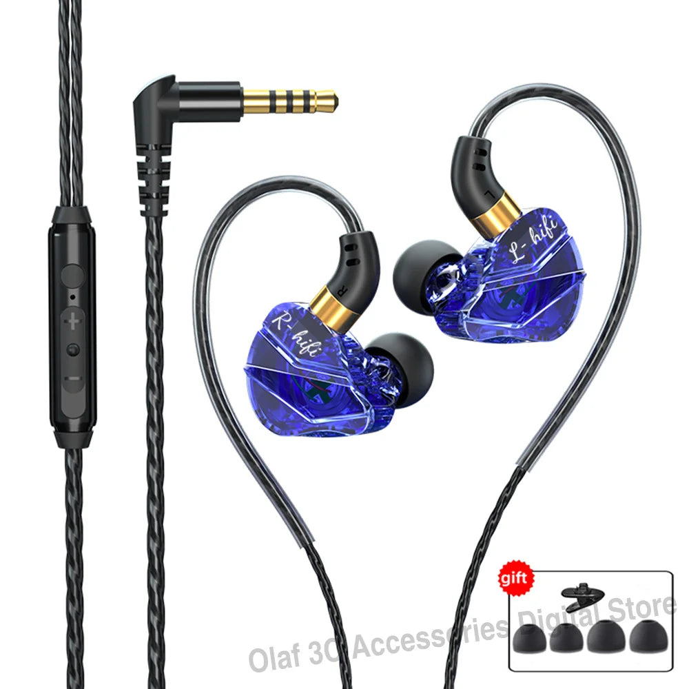 OLAF Gaming Headset Wired Earphones 3.5mm Cable Headphones Handsfree Bass Stereo Sports Earbuds DAC Type-C For iPhone 15 Samsung