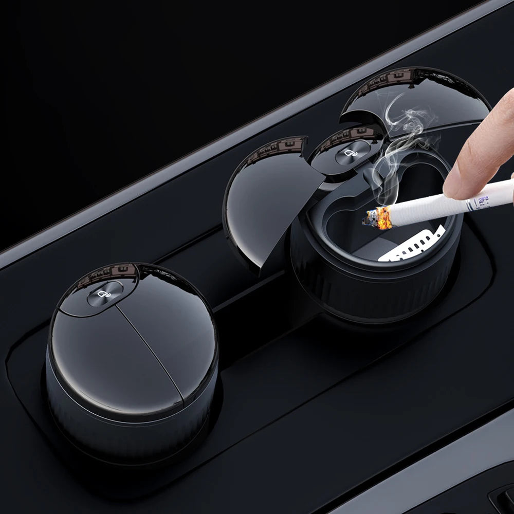 Smart Vehicle-Mounted Ashtray Infrared & Touch Sensing One-Click Open-Close Dual-Use for Car & Home Flame-Retardant Metal Liner