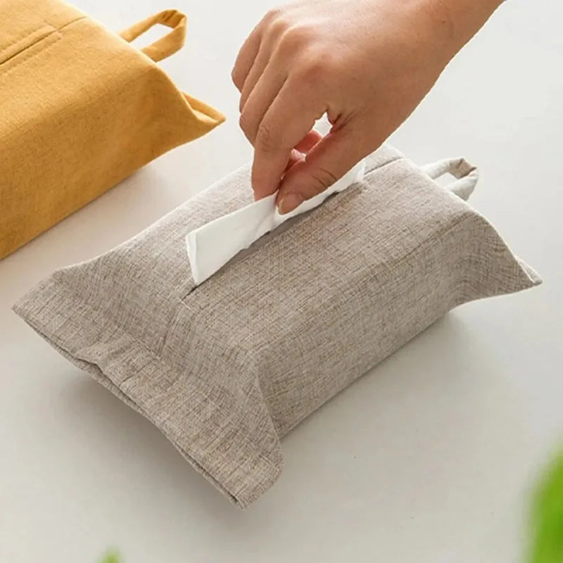 Paper Towel Box Rope Fabric Art Minimalist Style Living Room Home Desktop Car Mounted Paper Bag Hanging Style Car Tissue Bag