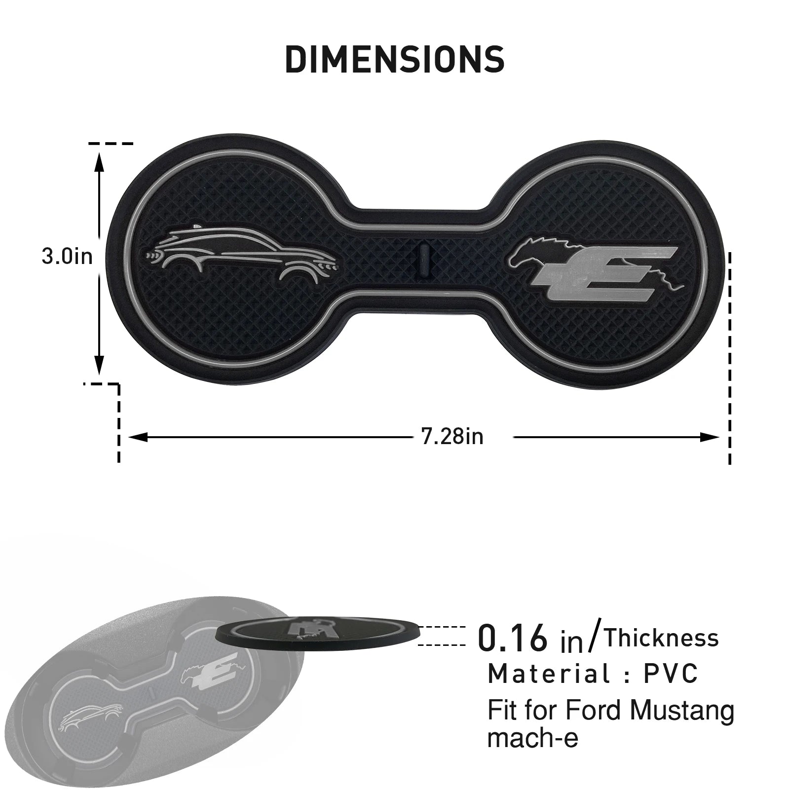 Non-Slip Car Cup Coaster Slot Pad for Mustang Mach-E GT  2021 2022 2023 Year Anti-Slip Mat Pocket Mat Interior Cup Holder Pad