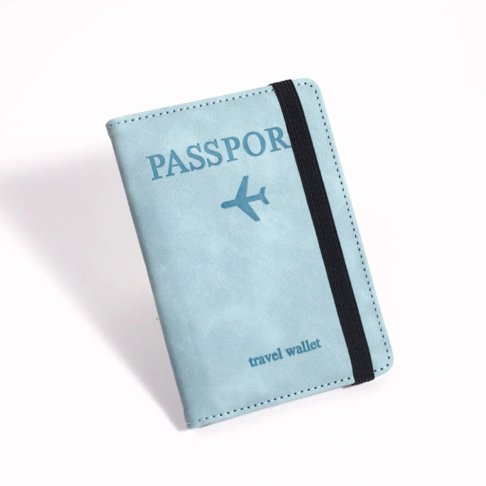 Customized Name PU Men's RFID Passport Holder 2-Style Envelope, Airplane Pattern Printed Anti-Theft Passport Wallet, Minimalist