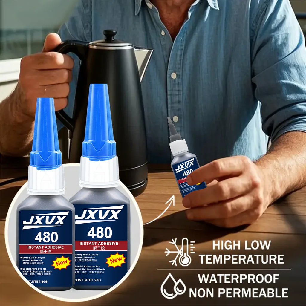 Value Pack High-Tack 495/480 Super Strength Flexible Adhesive Fast-Curing Cyanoacrylate Glue Multi-Purpose Liquid Adhesive for Auto Repair, Rubber, Plastic, and Wood 110ml, 1-5 pcs.
