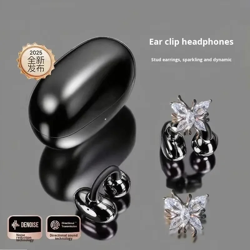 OWS Bluetooth Earphones with Butterfly Earrings Open Wireless High Sound Quality Wearing Comfortable Long Battery Life Headsets