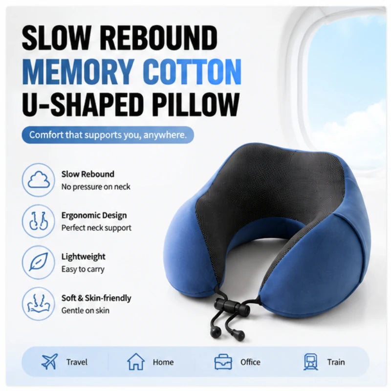 Memory Foam Healthcare Cervical Pillow, Soft U Shape Travel Neck Cushion to Support Neck on Airplane