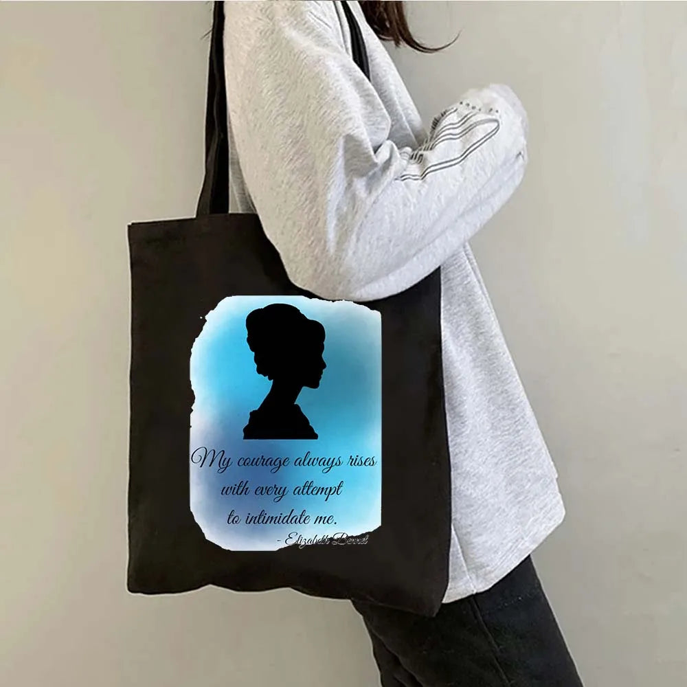 More Pride Less Prejudice Jane Austen Pride Prejudice Elizabeth Darcy Book Bennet Cartoon Shopper Canvas Tote Bag Cotton Handbag