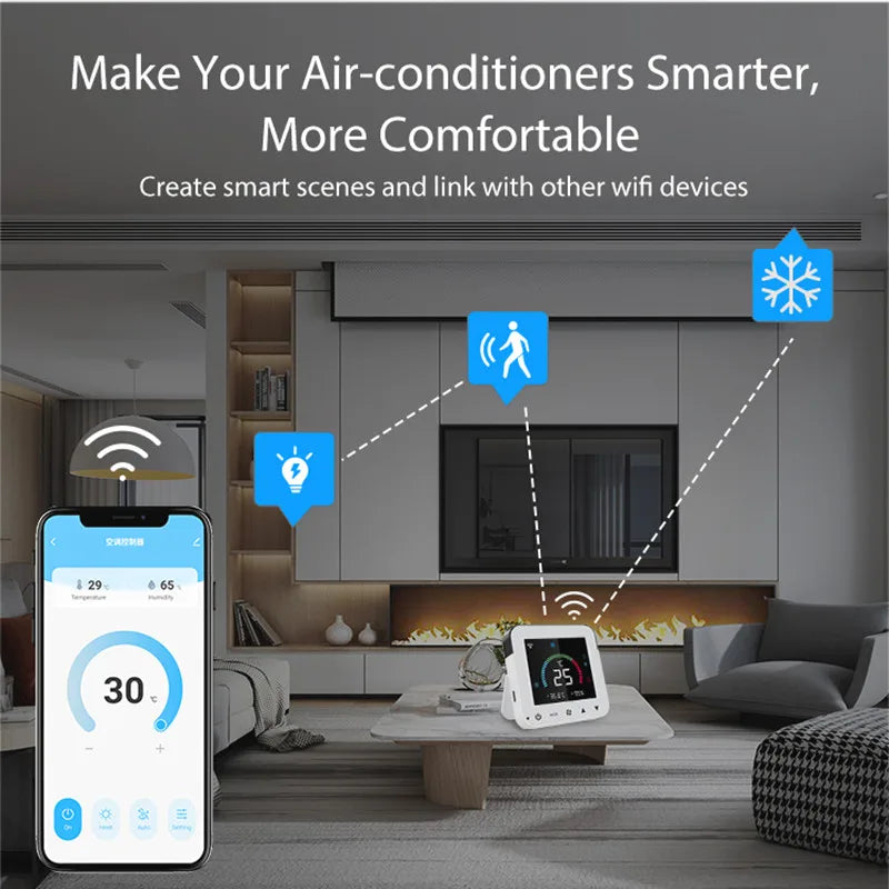 Tuya Smart WiFi IR Air Conditioner Thermostat AC Remote Controller Smart Life App with Temperature Sensor Via Alexa Google Home