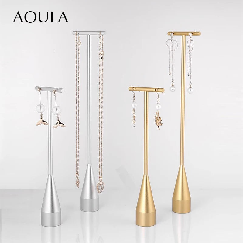 Luxury Dangle Earrings Display Metal Rack T Bar Stand Ring Jewelry Hanger Organizer Ear Studs Storage Holder Shelf Store Selling