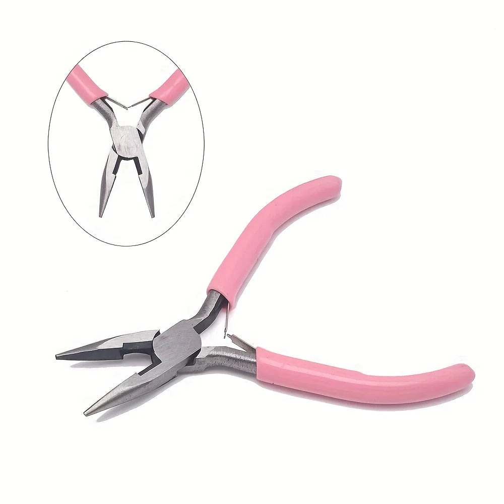 Multi-Purpose DIY Craft Pliers - Flat, Round, and Diagonal Nose Pliers with Metal Toothed Handles for Jewelry Making, Beading