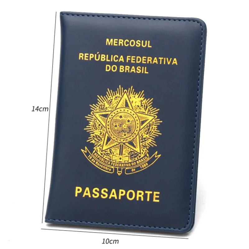 Brazilian Pu Leather Passport Cover Women Men Passport Holder Travel Passport Case for Brazil