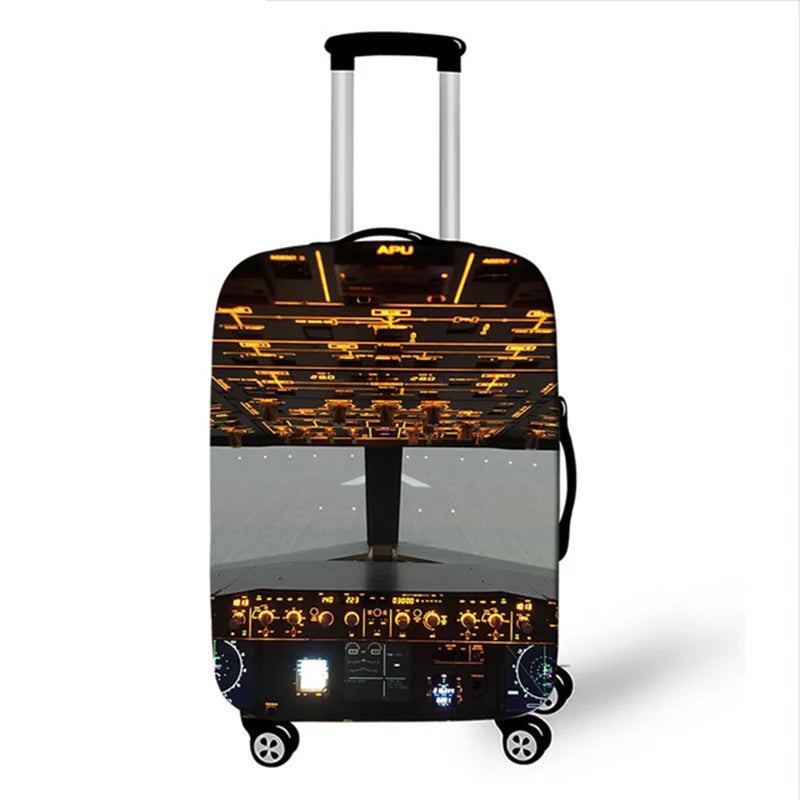 3D Aircraft Travel Suitcase Cover Elastic Fabric Luggage Protective Cover 18-32 Inch Thicken Trolley Case Cover Travel Accessory