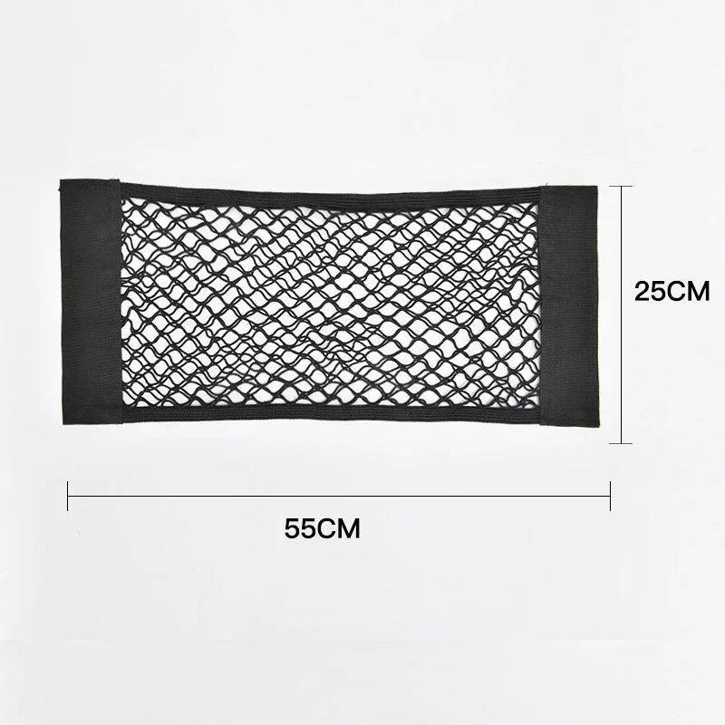 Car Back Rear Organizer Net Seat Elastic String Magic Sticker Universal Storage Pocket Bag Auto Car Trunk Organizer Wholesale