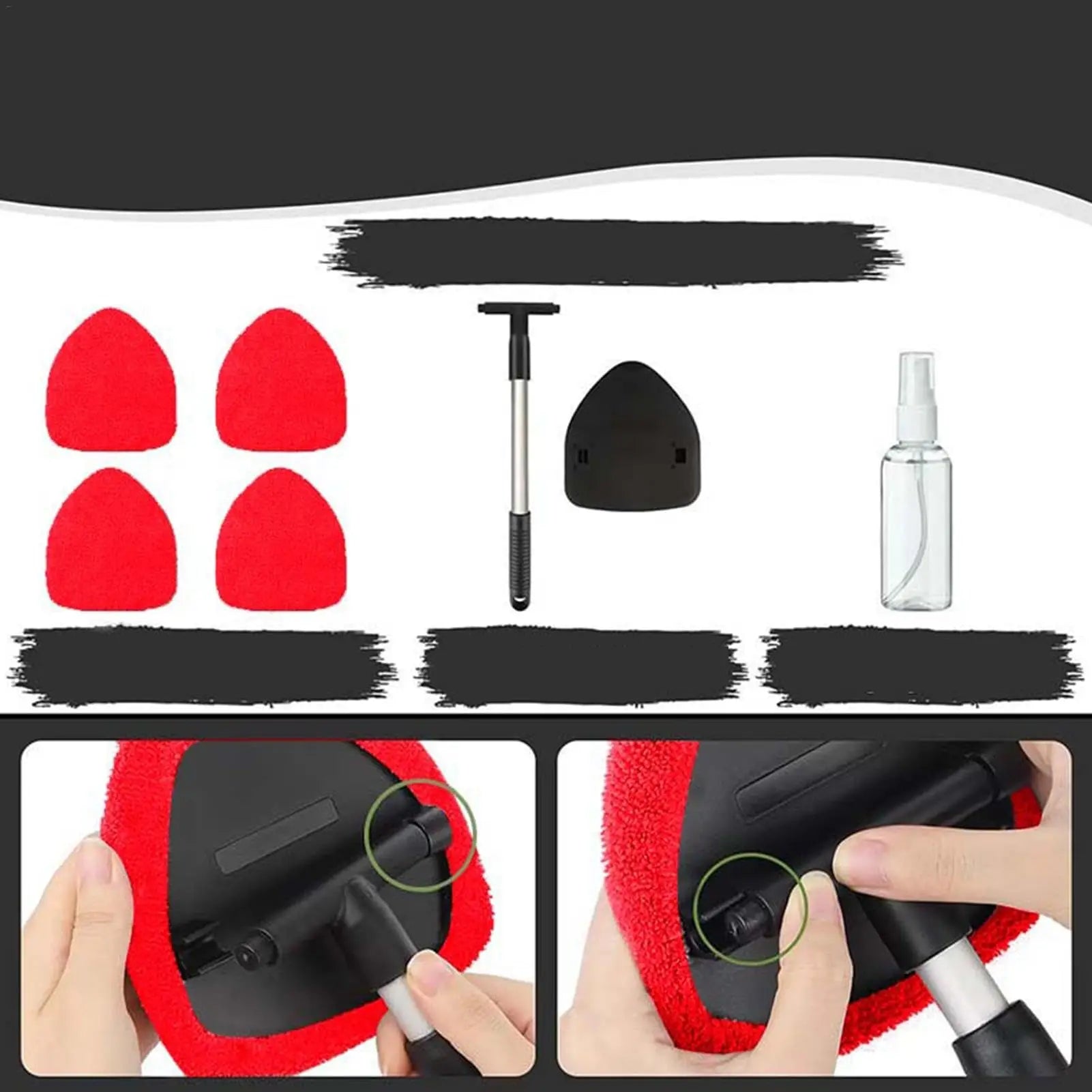 Car Windshield Cleaner Interior Long Handle Windscreen Cleaner Kit for Windows Mirrors  Extendable Windshield Cleaning Tool