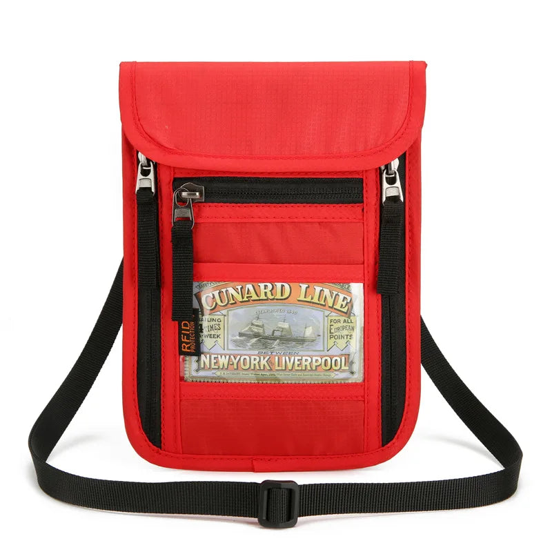 Travel Passport Pouch Neck Strap Ticket ID Pouch Passport Holder RFID-Blocking ID Pouch Senior-Friendly Anti-Lost Pouch