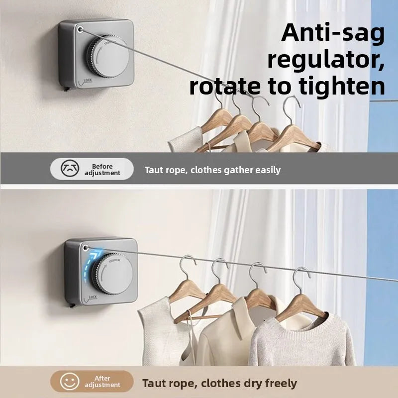 Invisible Retractable Clothesline Indoor No Drilling Balcony Steel Wire Clothes Rope Bathroom Storage Space Saver Drying Rack