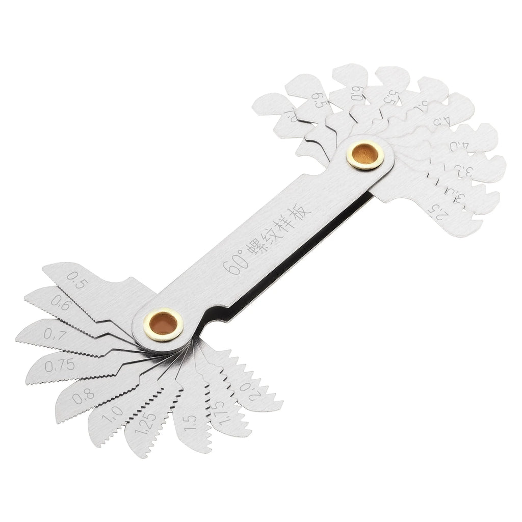 20 Pcs/Set Metric Stainless Steel Thread Gauge 60 Degree Screw Pitch Gauge with 0.5-7.0 Blades Range for Industrial Measurement