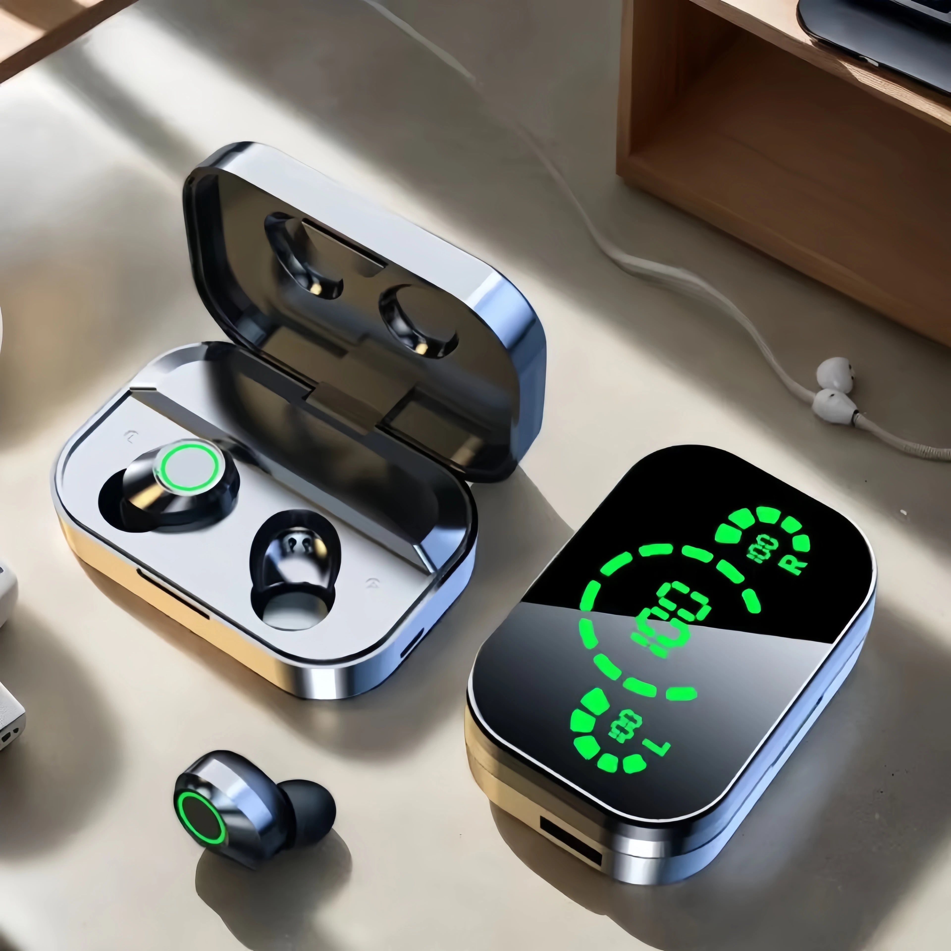 Long Playtime Touch Control True Wireless Earbuds/Headphones Bluetooth YD03, LED Charging Case, Bluetooth 5.3
