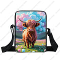 Scottish Highland Cows Print Crossbody Bag Highland Cow Sunflower Women Handbag Key Money Phone Holder Messager Shoulder Bag