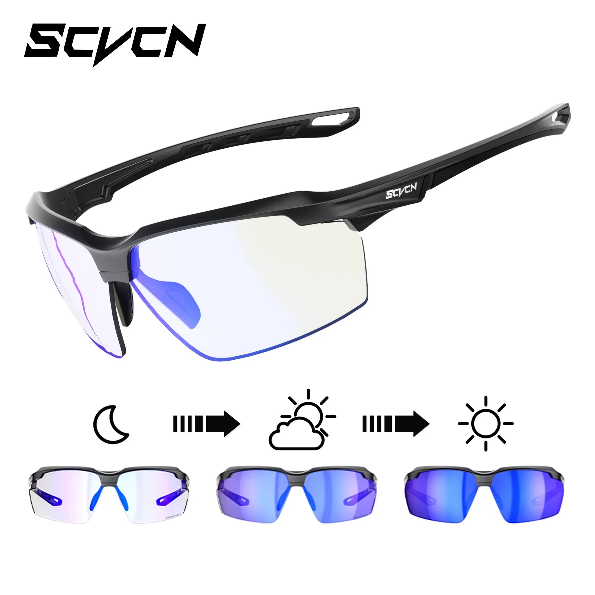 SCVCN Color Photochromic Cycling Glasses Explosion Proof Hunting CS War Game Eyewear Fashion Outdoor Airsoft Shooting Glasses