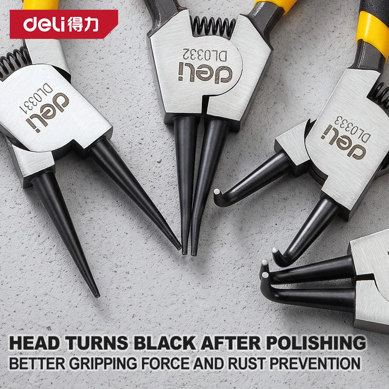 Deli 5inch Circlip Pliers, Needle Nose Pliers, Retaining Ring Pliers, for Removing Installing Puller Locking Rings Shafts